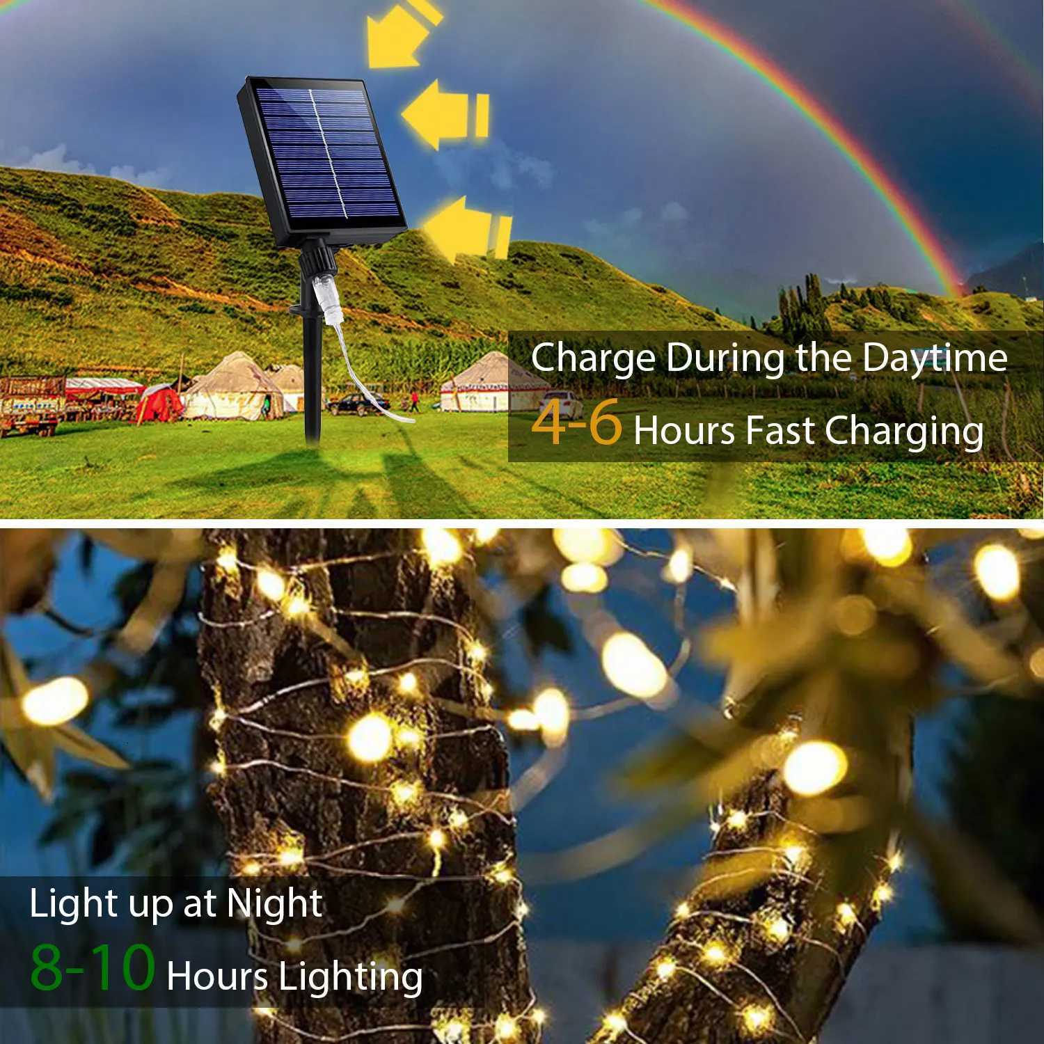 50Meters Solar Power String Lights LED Waterproof Fairy Lights for Holiday Wedding Outdoor Garden Room Decoration W251107