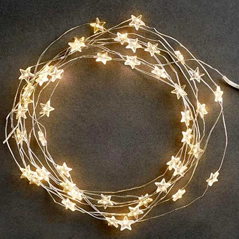 2m/4m/6m STARS Fairy Lights for Bedroom String Battery Powered Adapter Christmas Lights Garland Wedding Party Decoration Holiday W251107