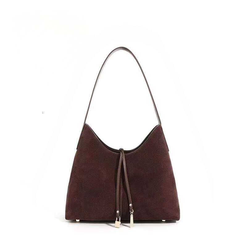 2025 Autumn Winter New Retro Suede Tote Women Premium Feeg Large Capacity Shoulder Bag Pack Lady Split Leather Armpit Handbag