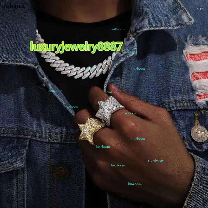 Cluster Rings Drop Fine Hip Hop Sier Jewelry Iced Out Sterg VVS Moissanite Dia Star Ring For Men Women