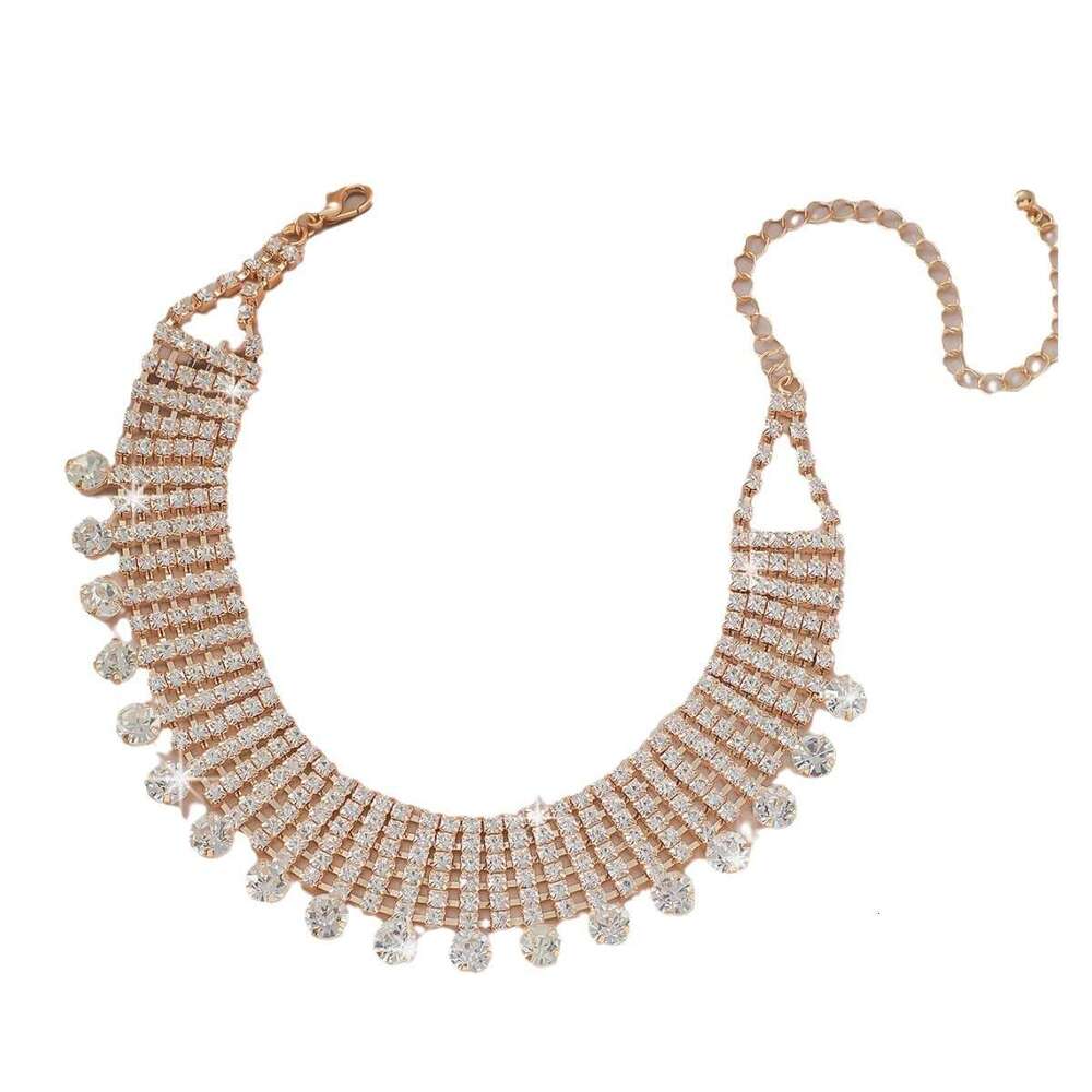 Hot selg high cold wind water droplet studded dia collarbone chain banquet graduation party wedding urious high-end necklace