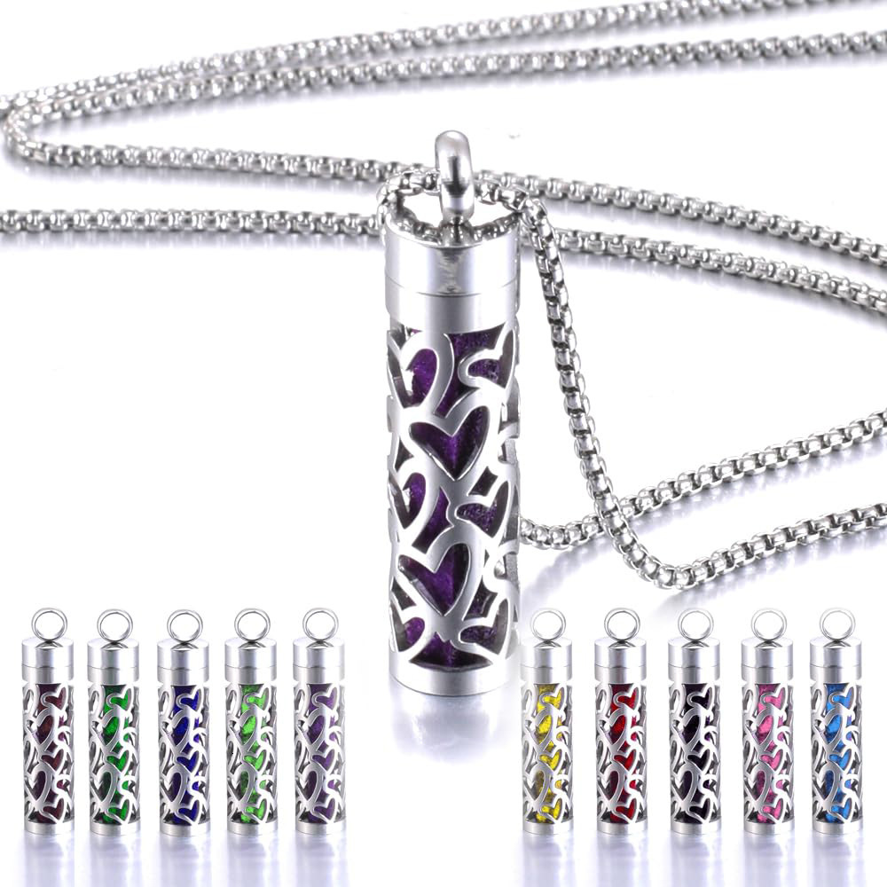 Aromatherapy perfume bottle essential oil stainless steel necklace hollow corrugated pendant lovers cyder popular jewelry