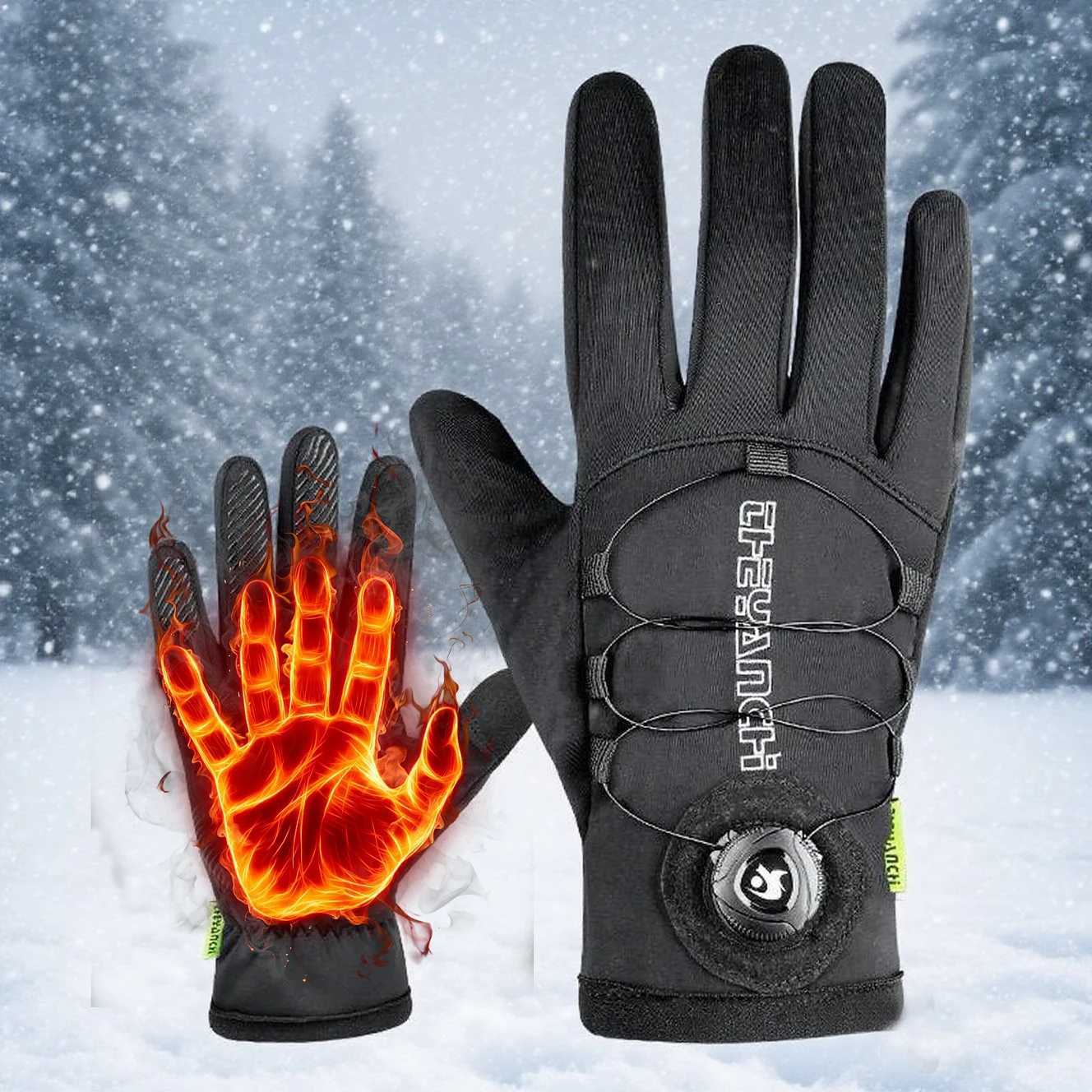 YANBIGUO Mens Winter Cycling Gloves With Touch Screen Adjustable Windproof Waterproof Gloves For Outdoor Motorcycle Skiing K251106