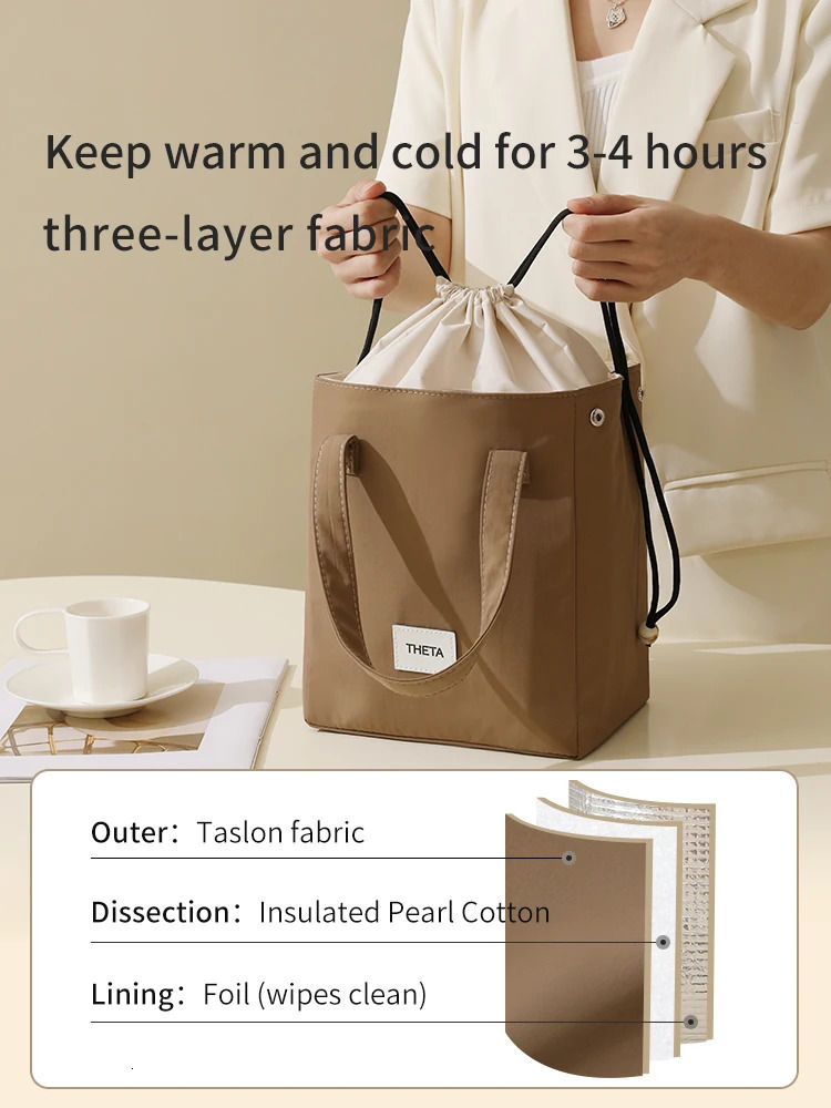 Tianzong lunch bag womens insulated box handbag cooler waterproof bento office food shoulder 250401