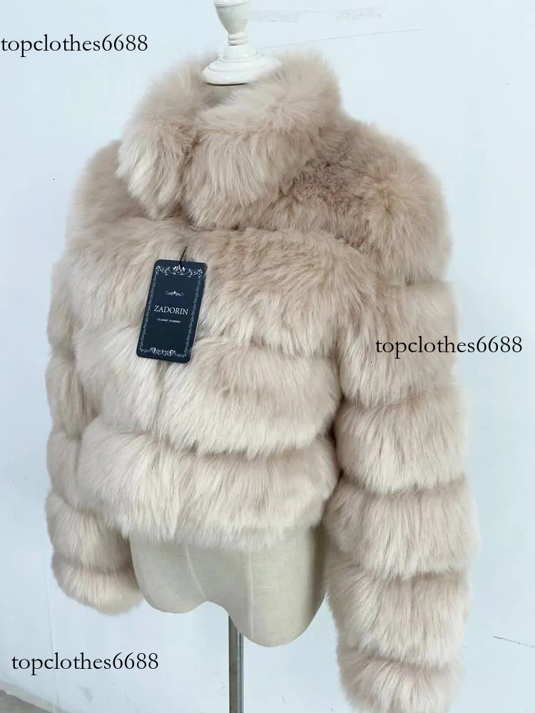ZADORIN New Fashion Short Winter Fox Coat Woman Stand Collar Thick Warm Furry Jacket Faux Fur Cropped Top