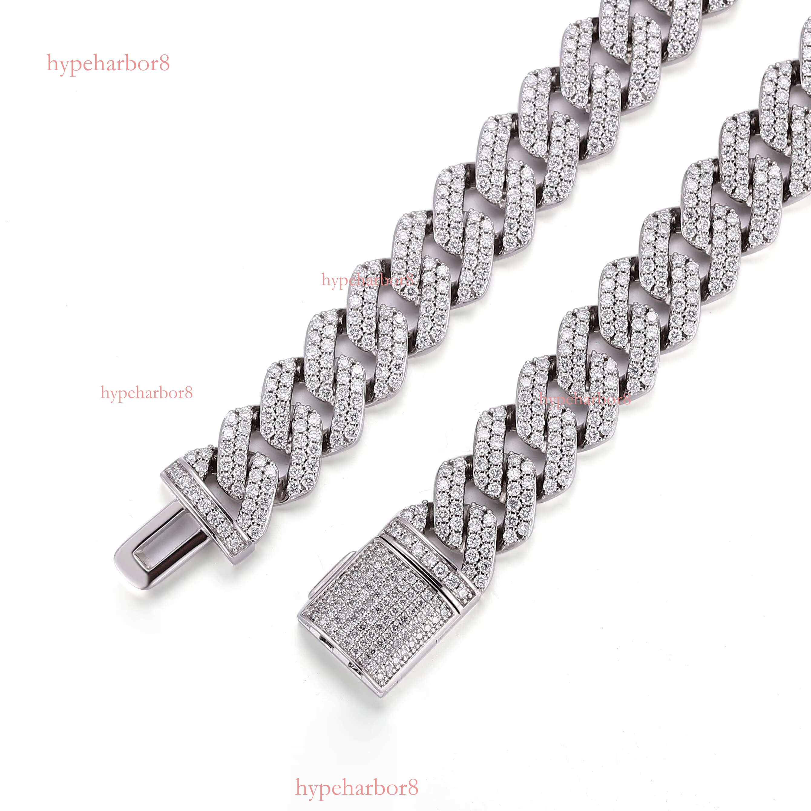 Hip hop jewelry 12mm real 10k white gold DEF VS grown necklace HPHT laboratory Cuban chain