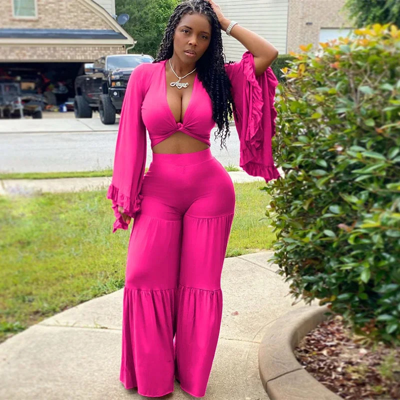 Womens casual spring and autumn solid color long sleeved luggage top wide leg mens office 2piece set 250407