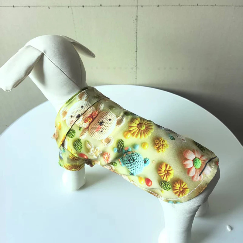 Cute Printe Beach Dog Cat Shirt Summer Pet Clothes for Small Medium Dogs Teddy Bichon Puppy T-shirt Outdoor Playing Pet Costume 250407