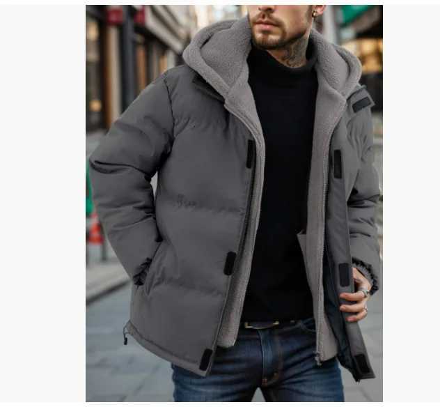 Winter New Thick Plus Size Warm Mens Fake Two-piece Trendy Cotton Jacket with Loose Zipper and Casual Cotton Jacket for MenT251107