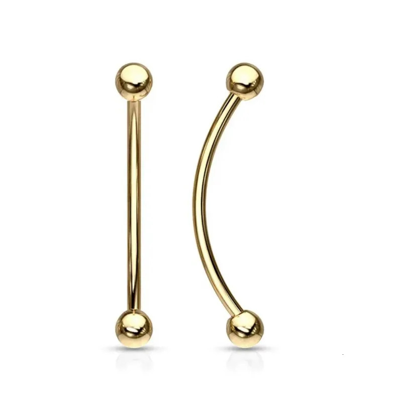 Wholesale 50pcs Body Piercing Jewelry - 316 Steel Tongue Snake Eye Piercing Long Bar Curved 16g Eyebrow Piercing 250403