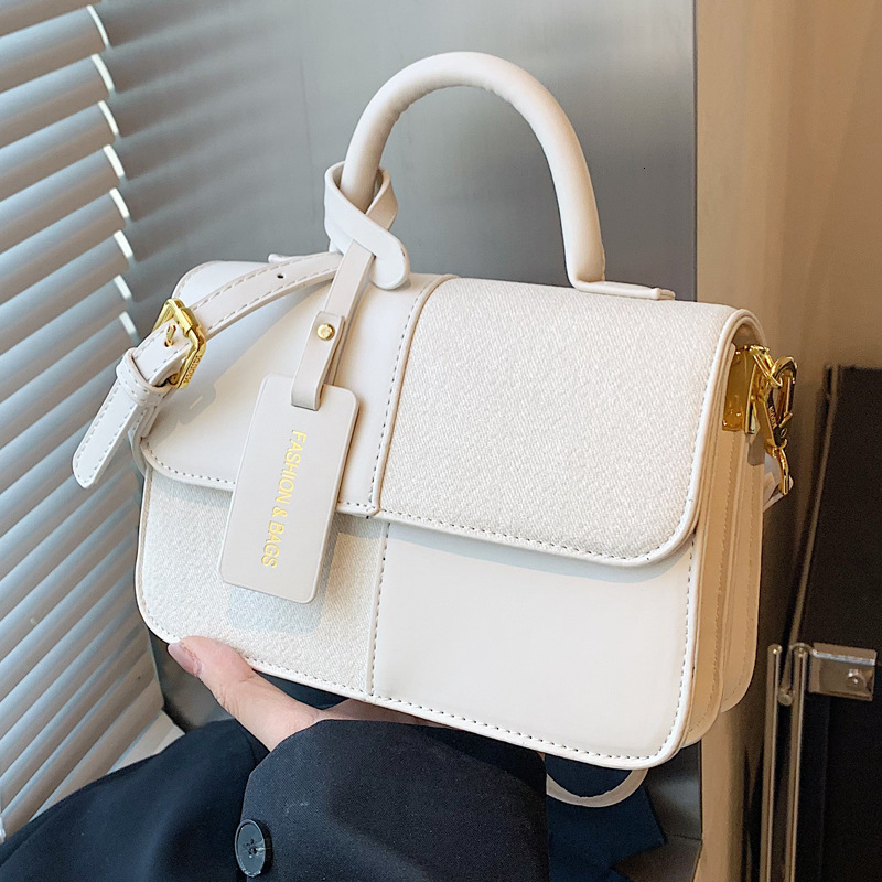 2025S Designer Women S Bag Autumn Versatile Fashionable Women S New Matte Shoulder Crossbody Dual Color Splicing Hand Held Small Square Bag