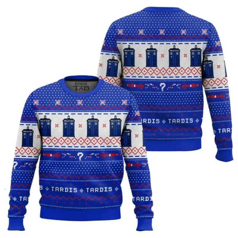 Tardis Doctor Ugly Sweaters Funny Holiday Party Pullover Novelty Warm Cozy Plus Size Sweater for Men Women Xmas Gift 2026XJ251107