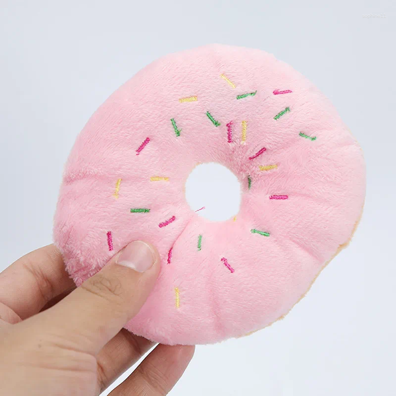 Update Soft Dog Donuts Plush Pet Toys For Dogs Chew Toy Cute Puppy Squeaker Sound Funny Small Medium Interactive