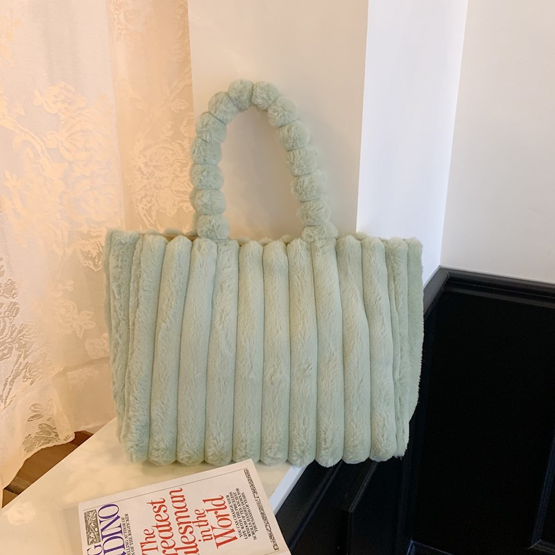 Ins Autumn/Winter New Plush Bag Fashion Versatile Plush Bag Large Capacity Tote Bag Handbag Shoulder Bag Women's Bag