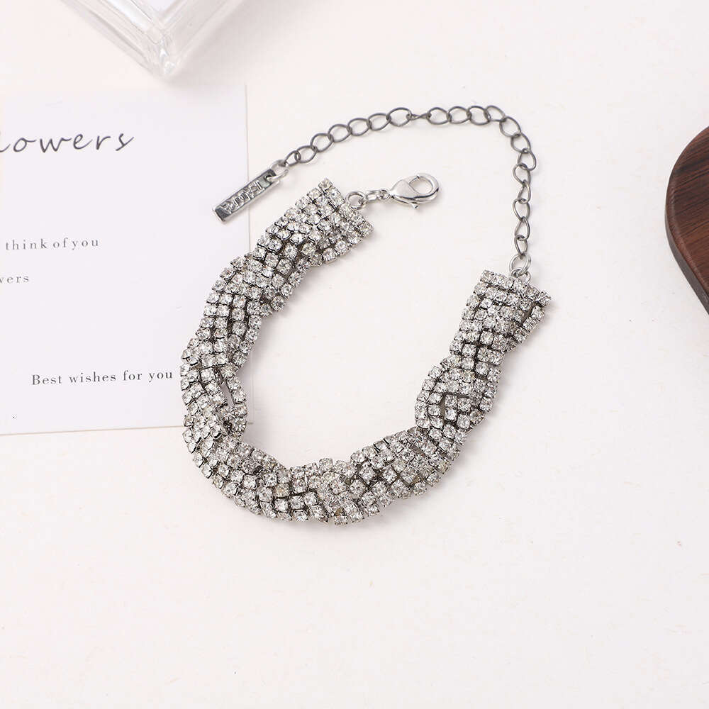 Simple urious woven Fried Dough Twists Personalized and fashionable commuting senior sier dia bracelet