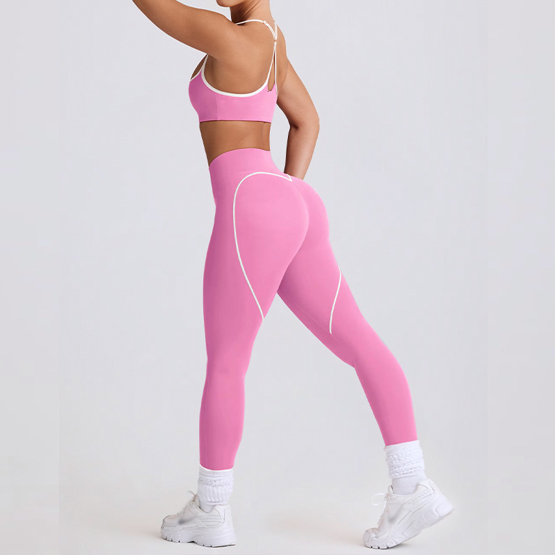 New Set With High Waist Hip Lifting Yoga Suit Women Slimming And Tight Fitting Suspender Beautiful Back Sports Bra For Women Shoulder Bags