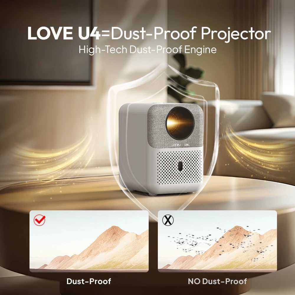 Top BYINTEK LOVE U4 Smart Mini Home Theater Projector 4K 1080P Video Android WIFI for Smartphone Cinema X250407