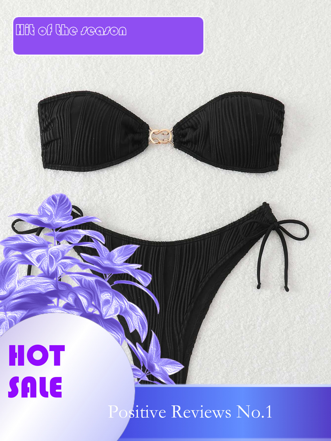 Dongdumaoyi Sexy Bandeau Bikini Women Metal Ring Ornament Push Up Swimsuit Brazilian Beach Bathing Suit Drawstring Side Thong Swimwear