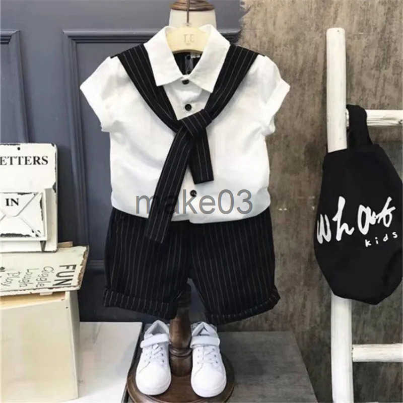 Childrens new cool summer clothing little boys short sleeved shirt and 2-piece set J250403