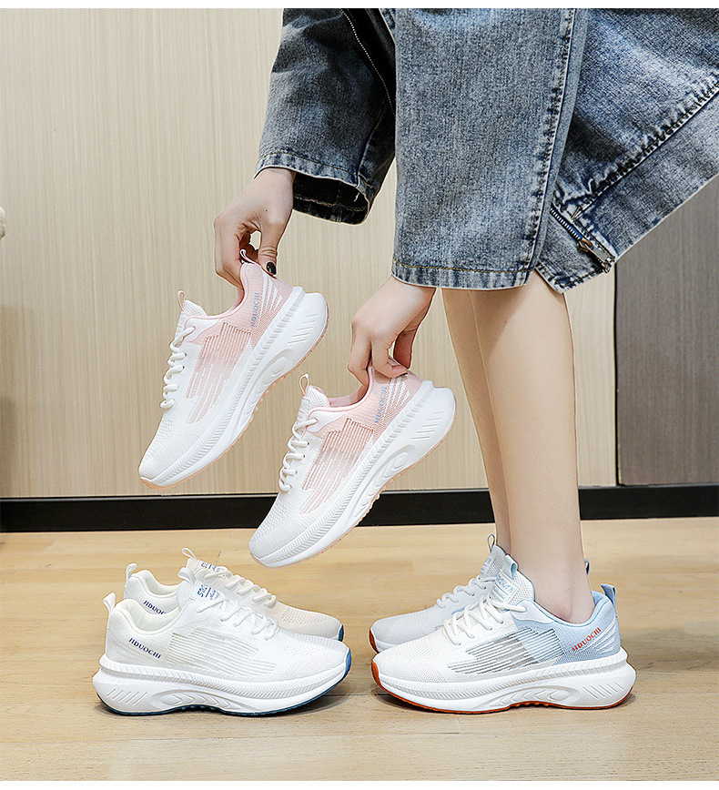 2025 new Casual shoes women sneakers breathable mesh thick sole raised height hollowed out fashion comfortable trendy