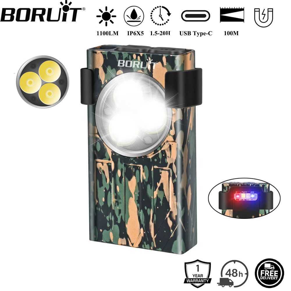 BORUiT V7 1100LM UV LED EDC Keychain Flashlight Type-C Rechargeable Work Light Torch with Magnet Clip Camping Pocket LanternW251106