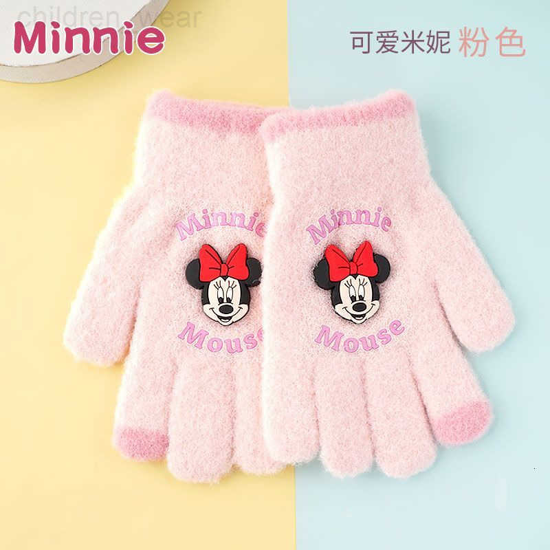 Disney Childrens Five-Finger Gloves for Girls Autumn and Winter Warm Split-Finger Gloves for Boys and Girls Baby Knitted Wool Gloves H251107