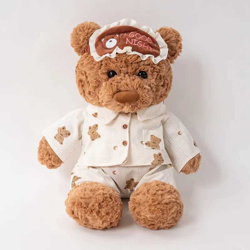 Ryan Pajama Bear Plush Doll High Quality Cute Teddy Bear Wear Eye Masks And Pajamas Stuffed Accompany Sleeping Gift Kid Gift C251107