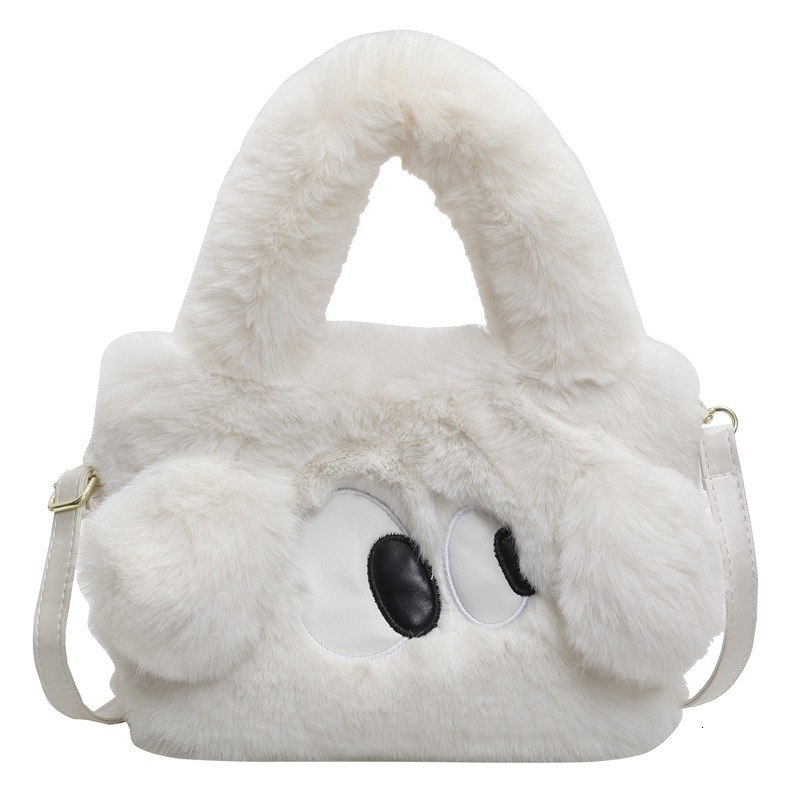 2025S Designer Women S Bag Women S Autumn Winter New Hairy Handheld Cartoon Cute Big Eyes Puppy Versatile Plush Crossbody Bag