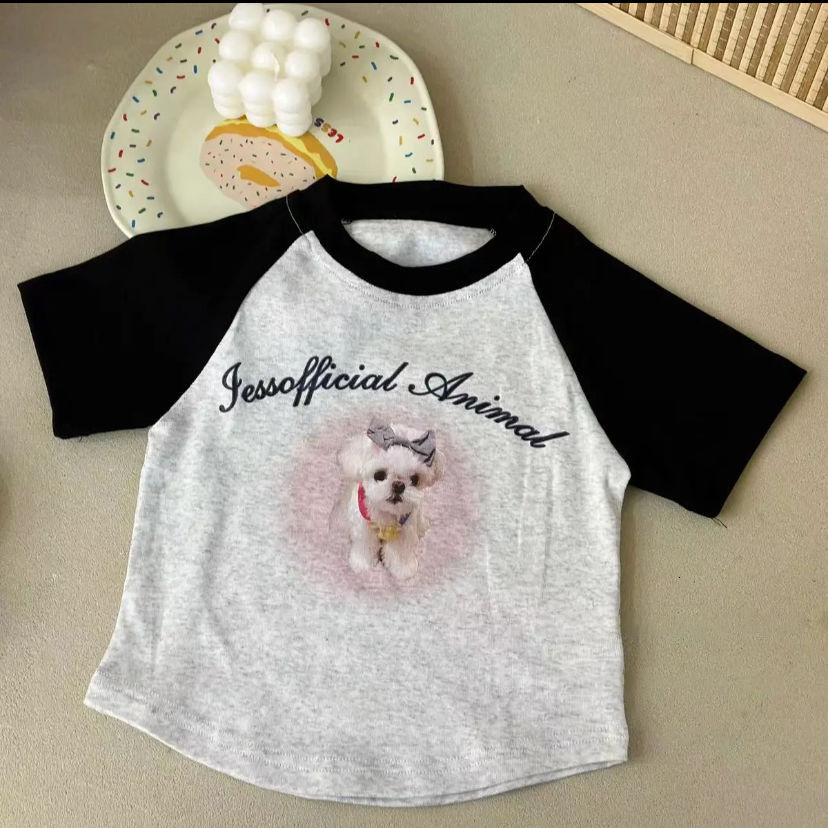 Ddmyshoesvip Buy 1 and send 1 Summer Dress Girls Short Sleeved T Shirt Korean Edition Cute Printed Cartoon Off Shoulder Children S Stylish Versatile T