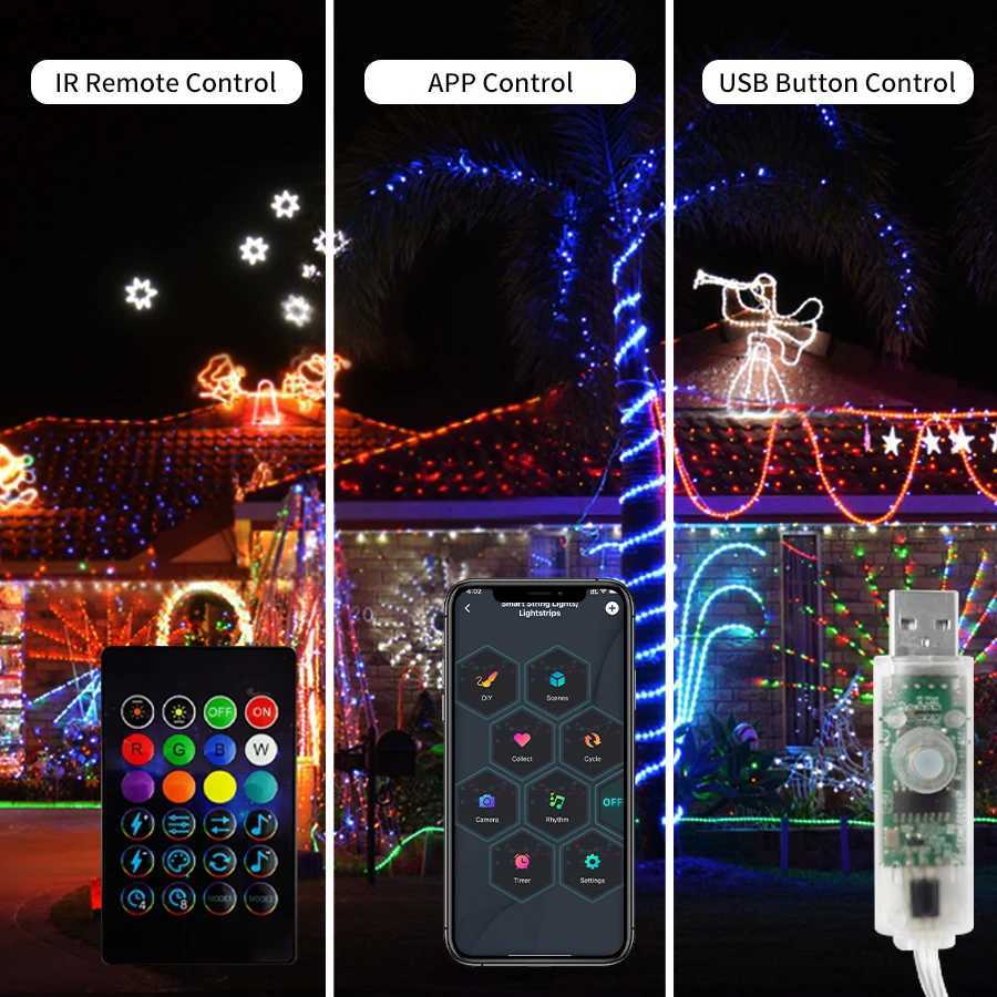 Led Fairy Light Strip Christmas Lights Smart Bluetooth USB Music Festoon Street Garland Wedding Birthday Party Decor for Home W251107