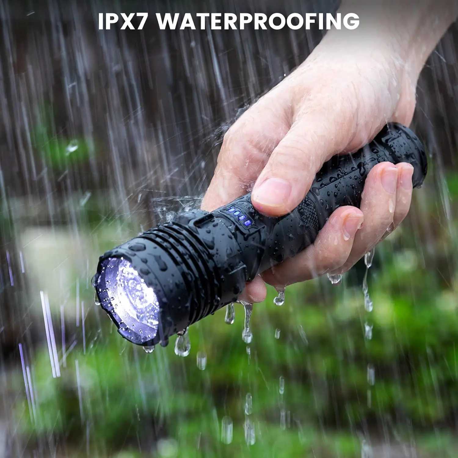 Super Bright Rechargeable Flashlight Adjustable Powerful Flash Light with 7 Modes COB Light Waterproof Handheld FlashlightW251106