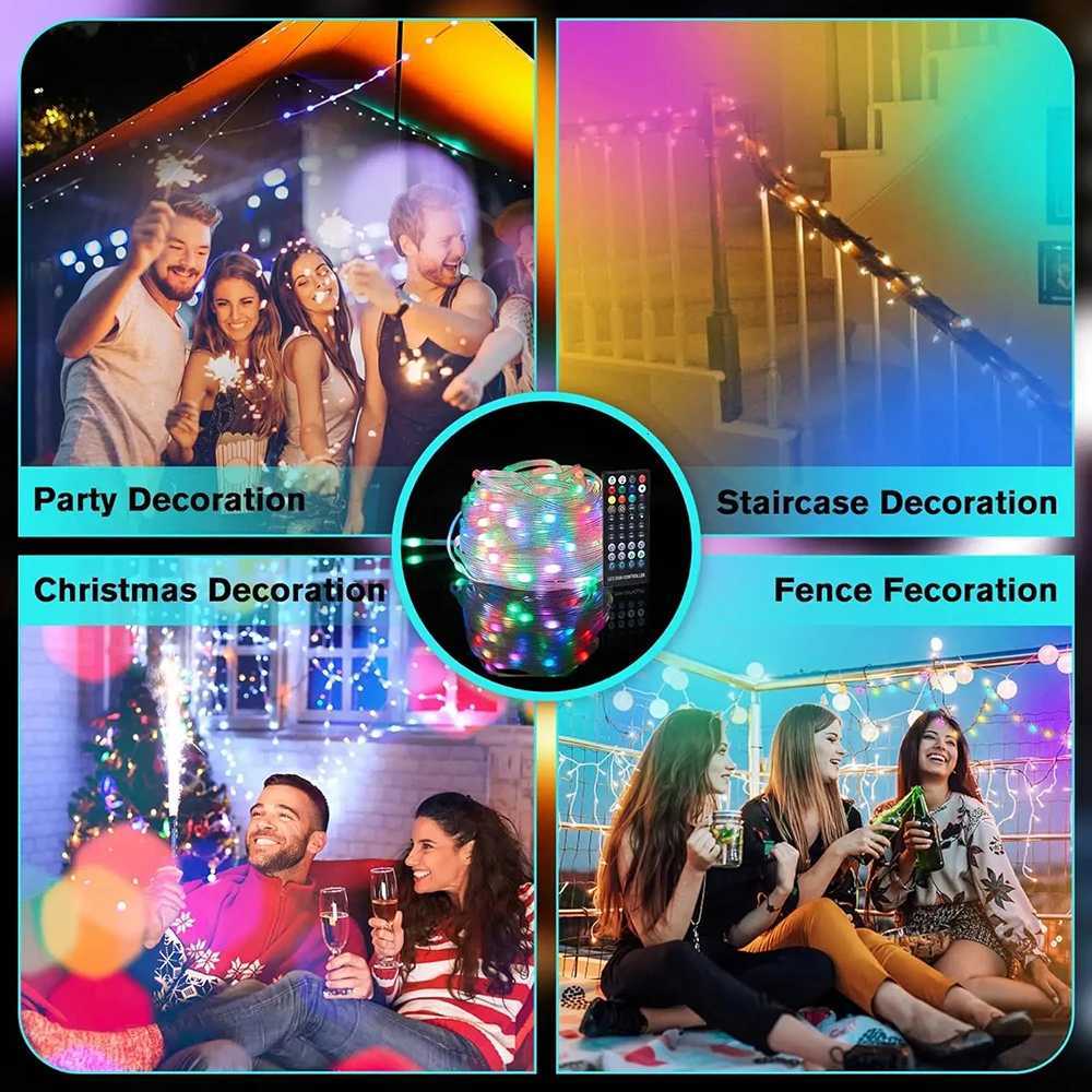 Intelligent Christmas Tree Sprite String Light 40M RGB IC Bluetooth DIY LED Waterproof String Light USB Christmas Light W251107