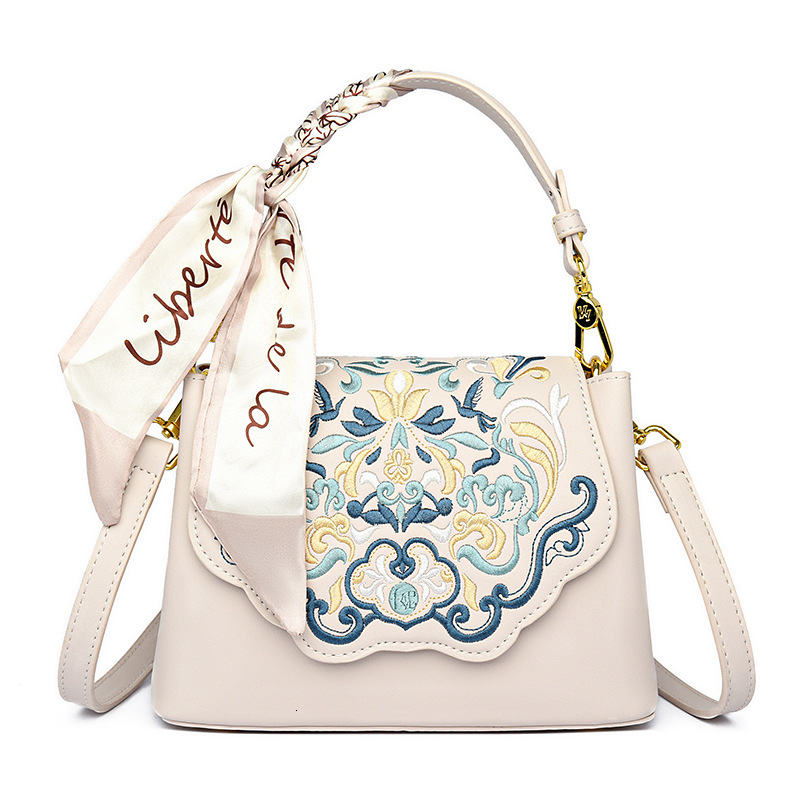 Embroidery Handbag Women's Retro Fashion Art Small Square Bag High Sense Crossbody Shoulder Bag