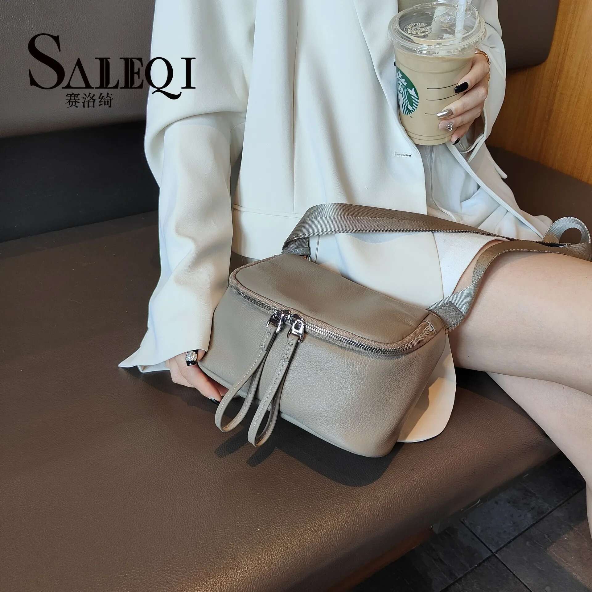 New Chest Soft Leather Waist Versatile Casual One Shoulder Crossbody Bag Trendy High End Feeg Genuine Leather