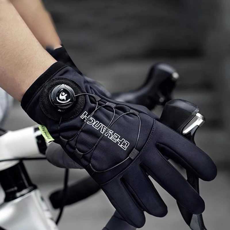 YANBIGUO Mens Winter Cycling Gloves With Touch Screen Adjustable Windproof Waterproof Gloves For Outdoor Motorcycle Skiing K251106