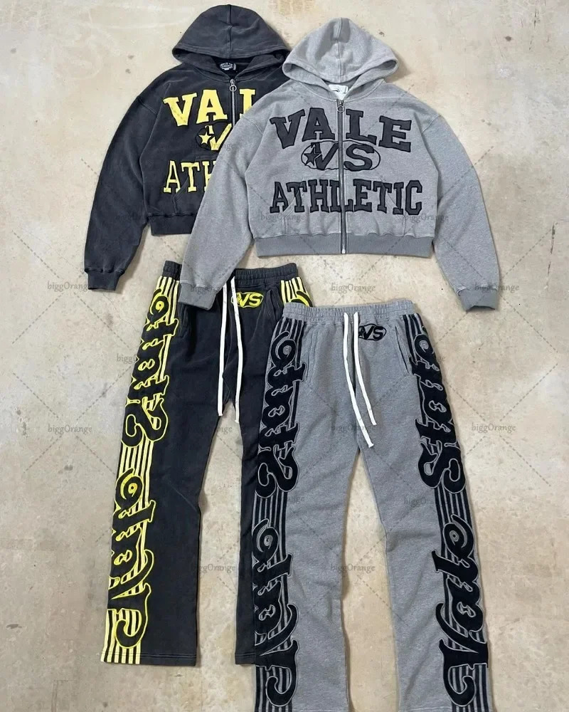Casual and fashionable street zipper hoodie oversized American retro letter printed sweatshirt hiphop Y2k personalized clothing 250403