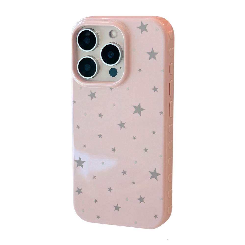 Full Screen Scattered Stars Solid Color Phone Case Compatible with iPhone 17/16 Pro Max Simple Protection iPhone 15/14