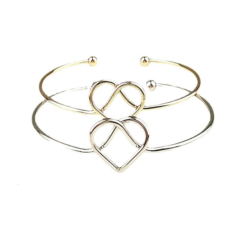 Fashionable and versatile tight hoop charm style heart-shaped for women with hollowed out opening bracelet