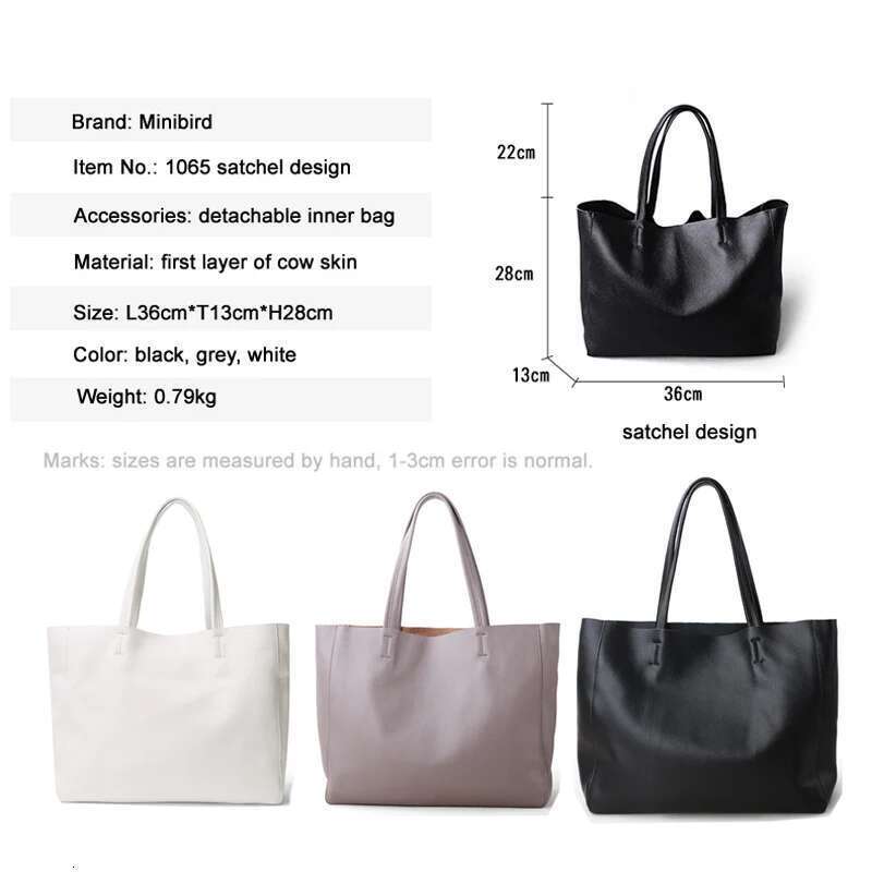New Women Dee Cowhide Genuine Leather Totes Handbag Lady Simple Soft Satchels Bag High Capacity Waterproof Shopping Bags
