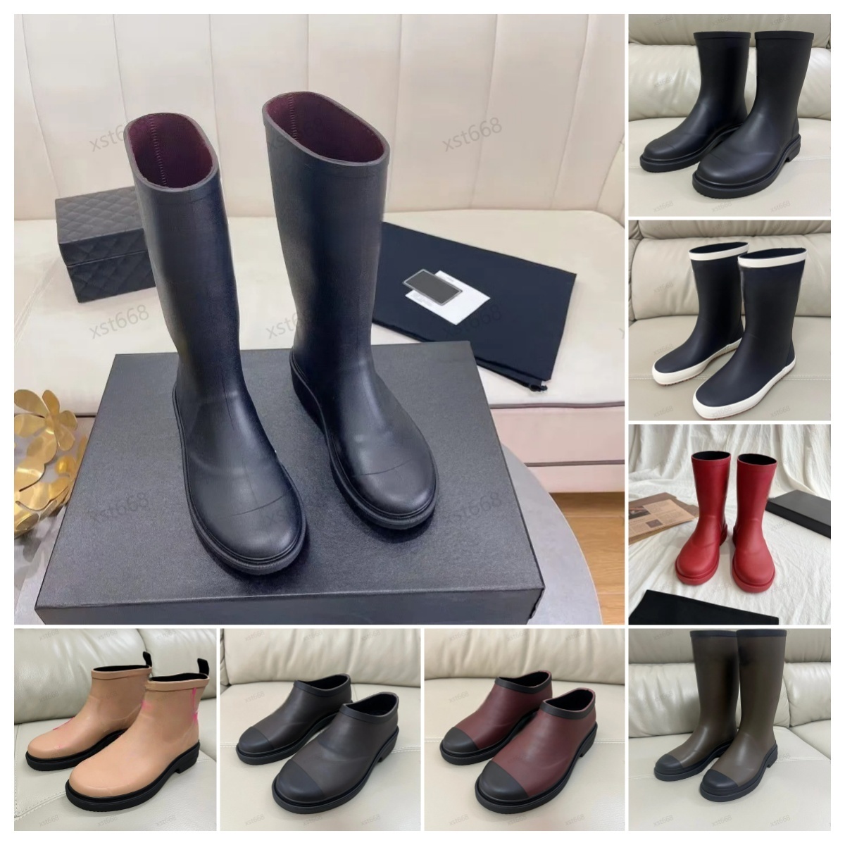 Boots Designer hunter boots woman rain boots womens wellington boot Designer booties Rubber sneaker big red Women wellies Casual Shoes