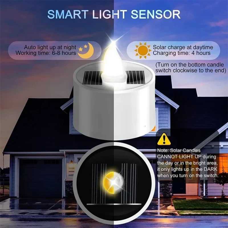 LED Solar Candle Light Outdoor Waterproof Flameless Solar Electronic Candles Night Lights For Birthday Wedding Party Decoration W251107