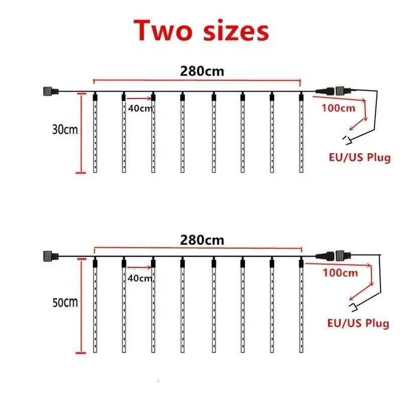 1/2/3/4 Set 30cm 50cm 8 Tube LED Meteor Shower Lights Christmas Festoon Lights Fairy Garlan Waterproof Garden Holiday Decoration W251107