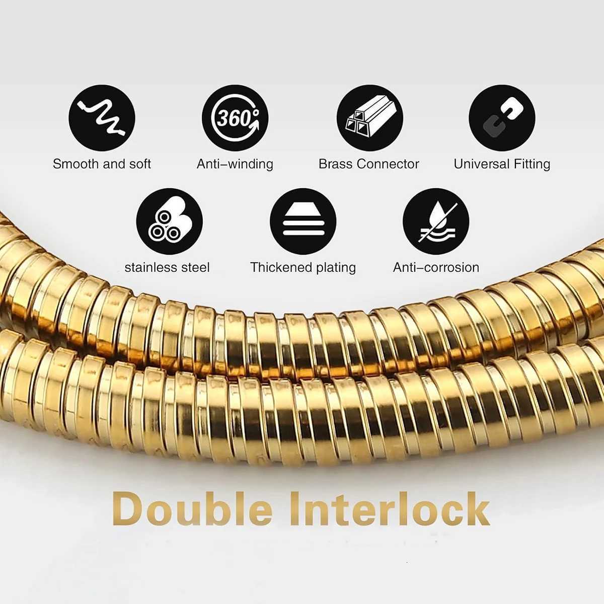 Gold Shower Hose Stainless Steel Material Double Buckle Design Handheld Shower Hose Suitable for Most Bathro Showers Y251107