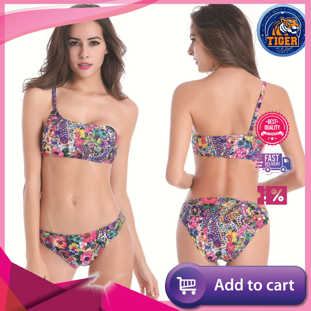 Ddmytiger Ddmytiger New Fat Po Plus Size M XL One Shoulder Bikini Sexy Printed Swimsuit H