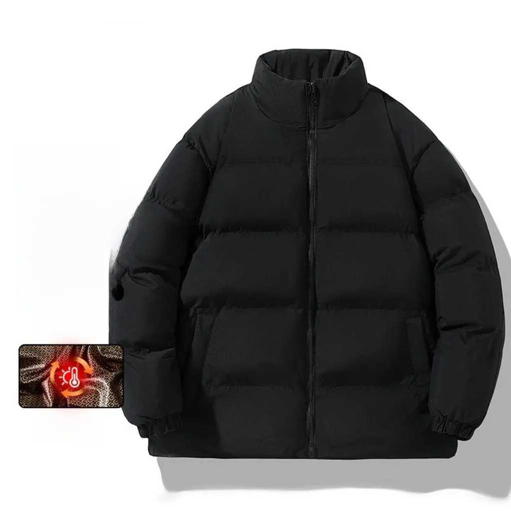 Mens Black Gold Bread Padded Jacket Stand Collar Cotton-Filled Clothing for Couples Womens Equivalent Direct PurchaseT251107