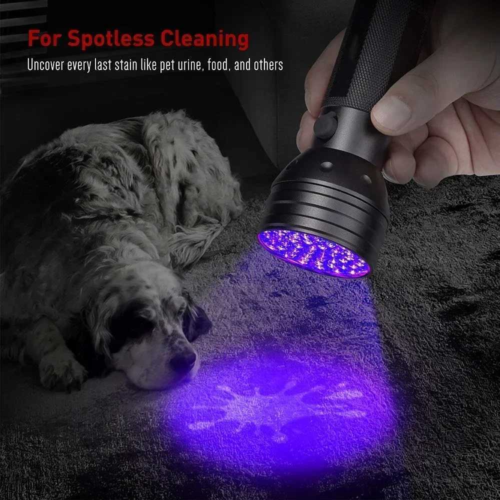 High Power 51 LED Flashlight Purple Light Counterfeit Detector Ultraviolet Light UV 395nm Pet Urine Scorpion Detector UV TorchW251106