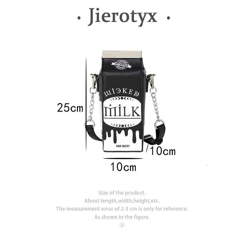 JIEROTYX Milk Box Purses And Handbags For Women Black Haruku Style Female Shoulder Bags Punk Clutch With Chain Gothic Dark
