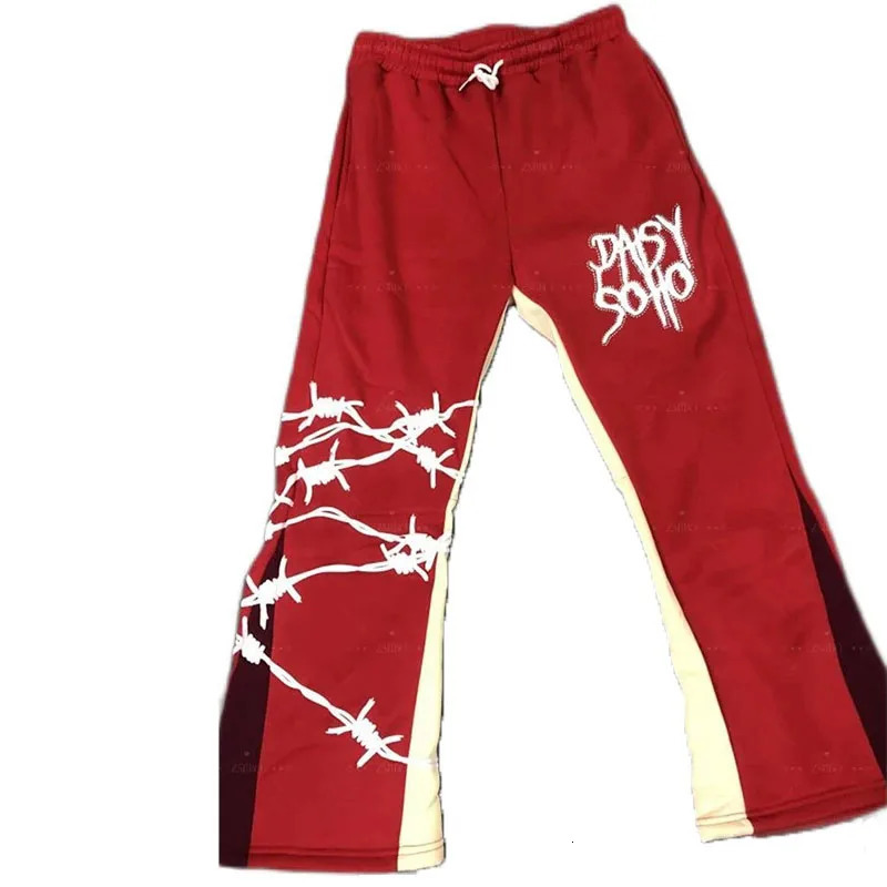 Y2K hiphop European and American trend loose rope sweater letter printing splicing casual high street 250403