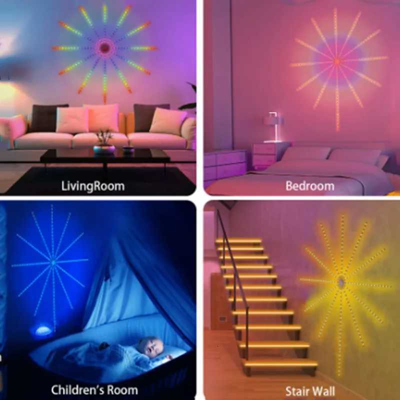 2025 Firework Strip Lights LED Bluetooth APP Control Neon Strip USB 5V Changing Smart Lamp Sync Music Bedroom Decor Dream Light W251107