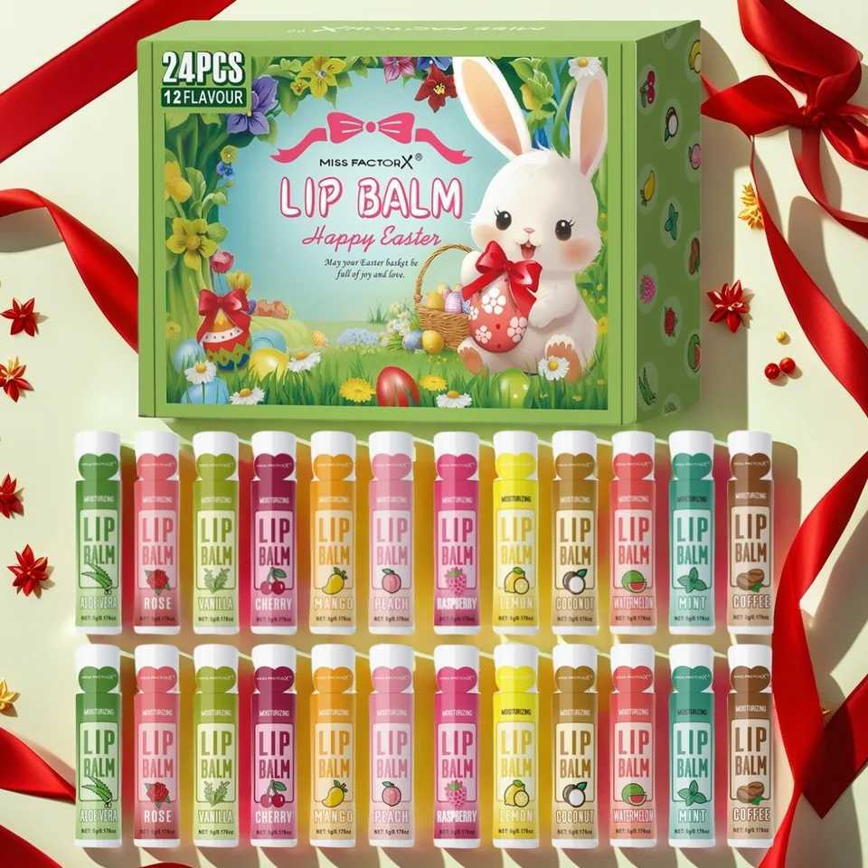 24 pieces/box lipstick set moisturizing gloss Easter gift set suitable for dry lips female gift mother gift party supplies W250407